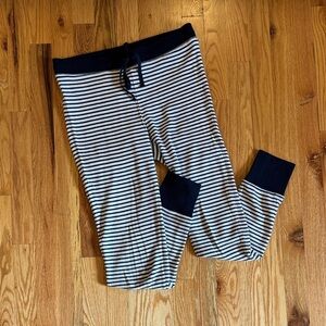 J.Crew Waffle Knit Pajama Bottoms, white & navy stripe, S